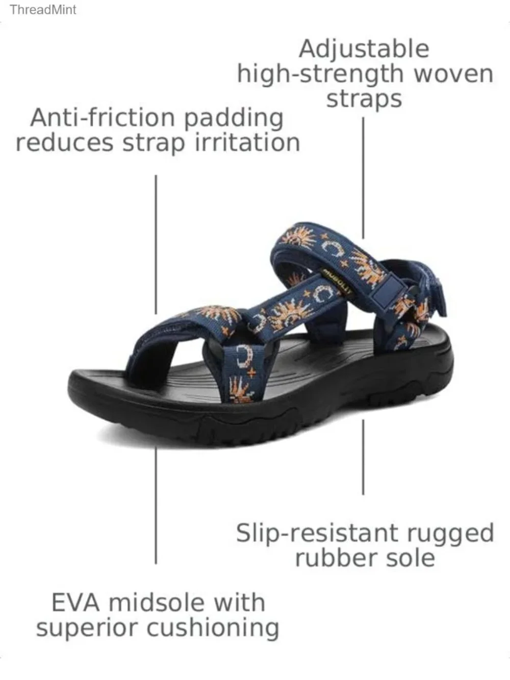 Women's Hiking Sandals Quick-Dry Water Sandals with Arch Support Adjustable